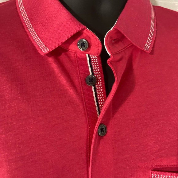 Ted Baker Tortila Slim Fit  Pocket Polo Size 5 (XL) this is a Deep Pink NWOT - Picture 3 of 9